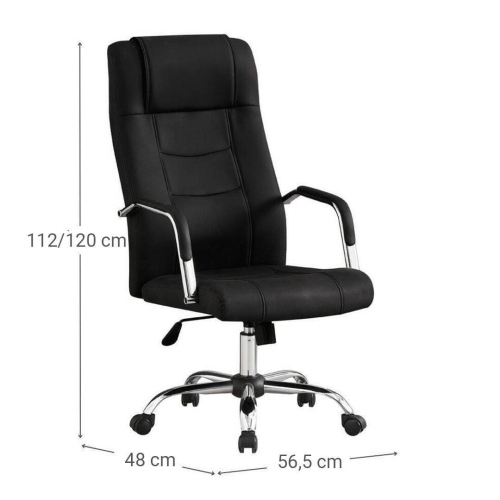 Silla de Oficina con Respaldo Alto Tapizada en Polipiel Negro LUPO