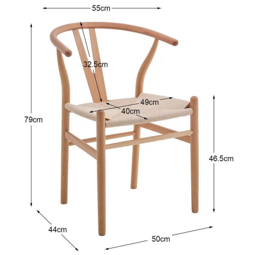 Silla de Comedor de Madera Natural con Asiento de Cuerda DAISY