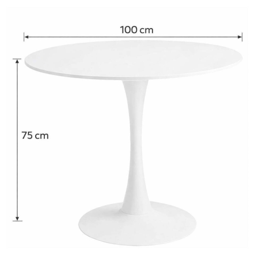 Mesa de Comedor Redonda Blanca en Polipropileno TURIN MBLMES0000022A