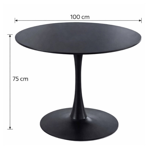 Mesa de Comedor Redonda Negra en Polipropileno TURIN MBLMES0000023A
