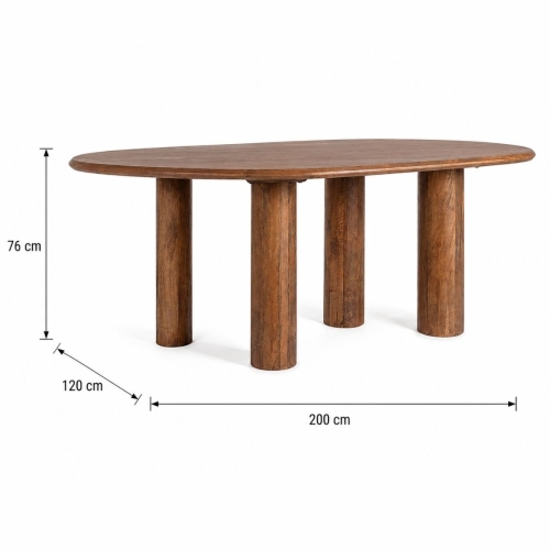 Mesa de Comedor Ovalada de Madera de Mango SANAT 0747333
