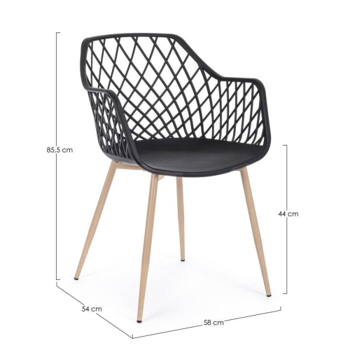 Silla de Comedor con Patas de Acero y Asiento PP OPTIK Negro 0733413