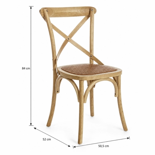 Silla de Comedor CROSS en Madera de Olmo Natural Marrón 0743654 0743654