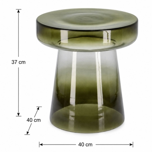 Mesa Auxiliar Redonda de Vidrio Verde FAZAL 0746997