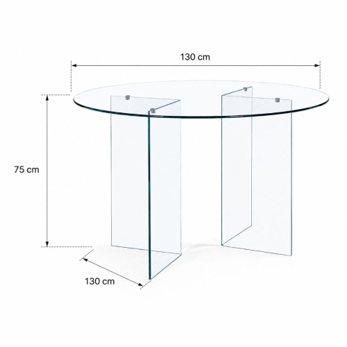 Mesa de Comedor Redonda de Vidrio 130 cm IRIDE 5732116