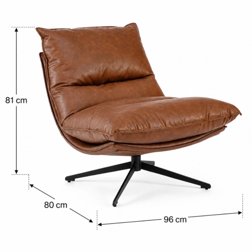 Sillón Giratorio Tapizado en Poliuretano Coñac ALANEZ 0732249