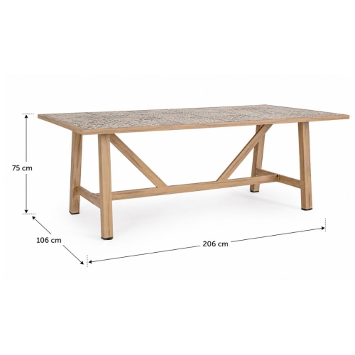 Mesa de Jardín Extensible Porcelánica Efecto Madera KALIMERA 664127