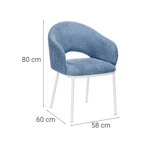 Silla de Comedor con Reposabrazos y Patas de Metal Blanco CAMILA DC-3110