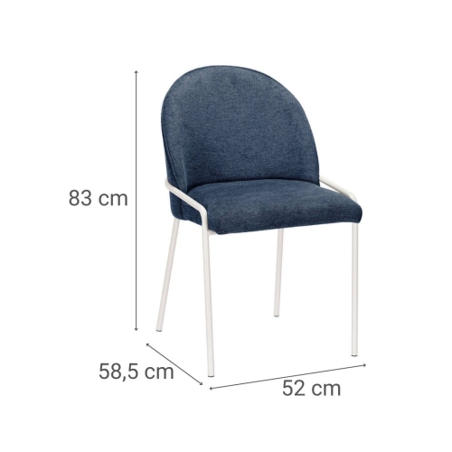 Silla de Comedor Tapizada en Tela y Metal Blanco SHEILA DC-3114