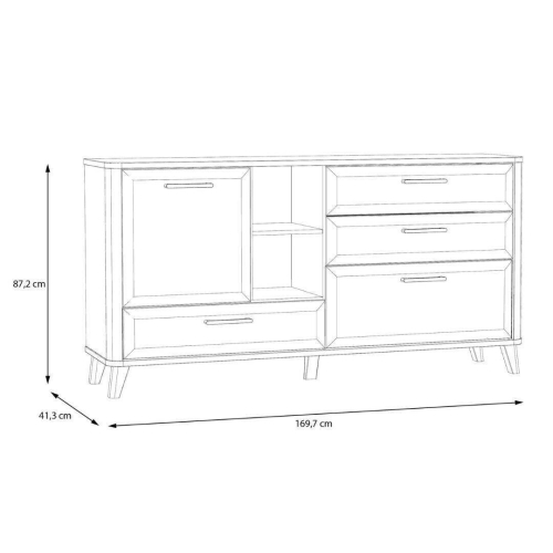 Aparador 2 Puertas y 3 Cajones Blanco y Roble WARDIOL WRDK233L-M982