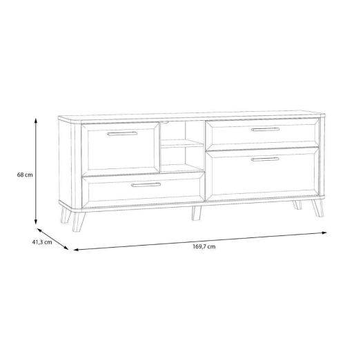 Módulo TV 2 Puertas y 2 Cajones Blanco y Roble WARDIOL WRDT233L-M982