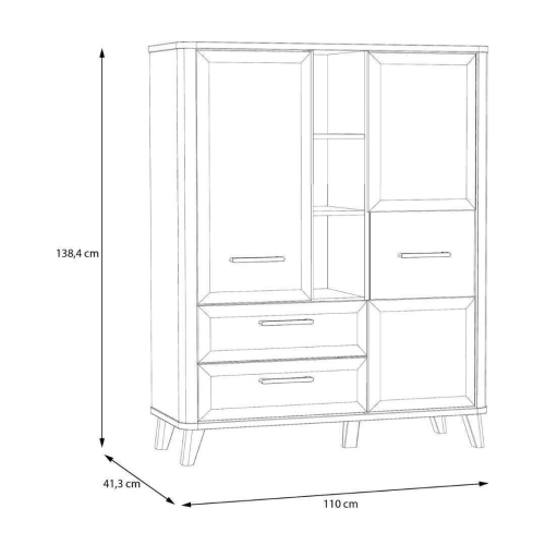 Vitrina 2 Puertas y 2 Cajones Blanco y Roble WARDIOL WRDV432L-M982