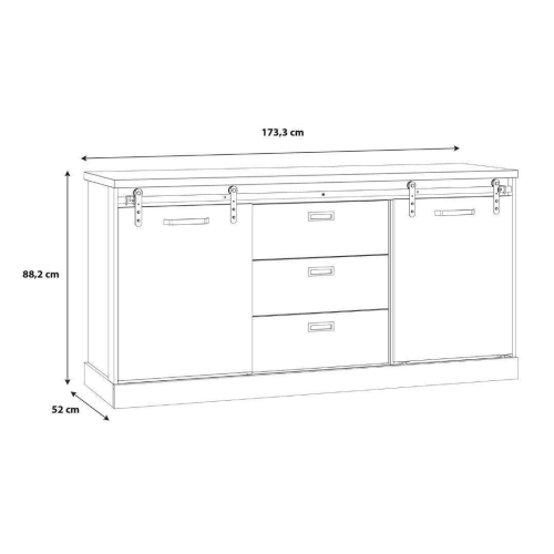 Aparador de Salón en Roble Waterford y Negro KASZIMIRO KZMK231-M328