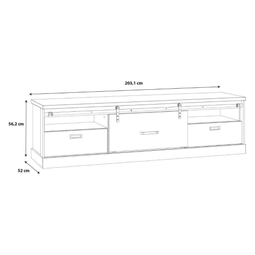 Mueble TV 2 Cajones en Roble Waterford y Negro KASZIMIRO KZMT231-M328