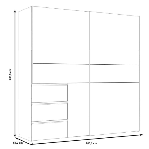 Armario 2 Puertas 3 Cajones en Blanco Mate con Cajonera Exterior W2QS323E71-120