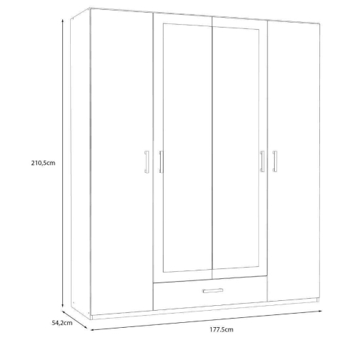 Armario con Espejo 2 Puertas y Cajón 178x211 cm Roble ECBS944-D108