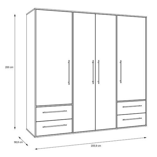 Armario de 4 Puertas 4 Cajones Blanco Mate MKSS841-120 W19