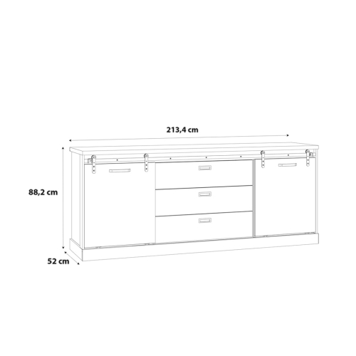 Aparador de Salón 213 cm con 3 Cajones KZMK232-M328