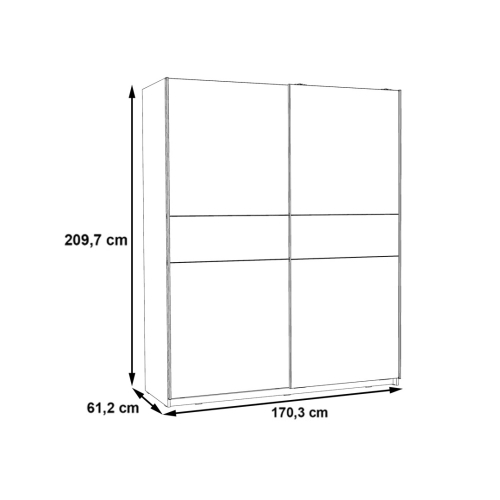 Armario de Dormitorio de 170 cm 2 Puertas Correderas Blanco Roble Sonoma WNPS823E1-Q89