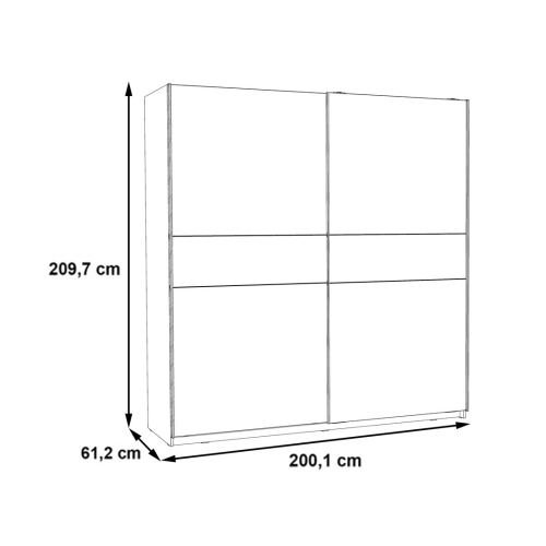 Armario de Dormitorio 200 cm 2 Puertas Correderas Blanco Roble Sonoma WNPS323E1-Q89