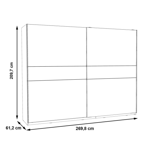 Armario de Dormitorio 269 cm 2 Puertas Correderas Blanco Roble Sonoma WNPS123E1-Q45