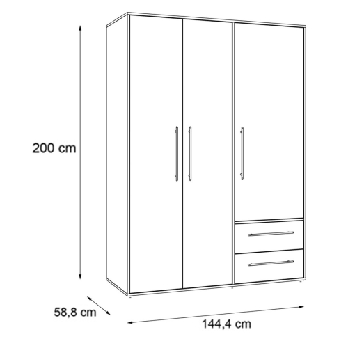 Armario de 3 Puertas 2 Cajones Blanco Mate MKSS833-120