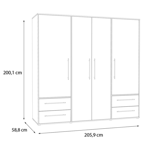 Armario de 4 Puertas 4 Cajones Artisan MKSS841-D78 W19