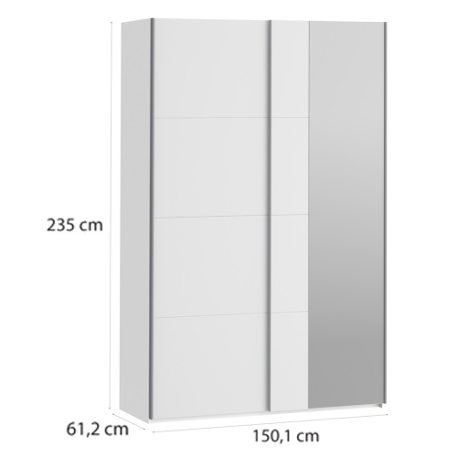Armario de Dormitorio Blanco Mate 2 Puertas Correderas con Espejo FTIS72462-120