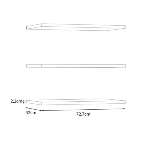 Set de 3 Estantes de 72,7 cm de Melamina para Armario DLFD72-A18