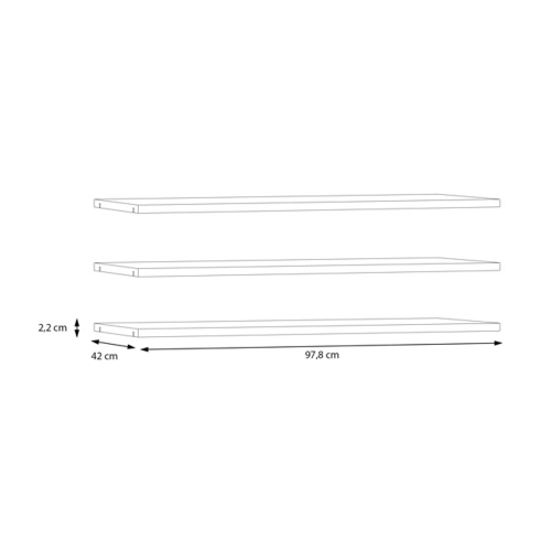 Set de 3 Estantes de 97,8 cm de Melamina para Armario STDD32-A18