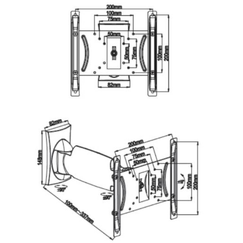 Soporte de Pared Articulado para TV de 19-40" Vivanco VVTVFM040IN20KGSING