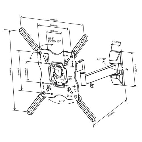 Soporte de TV Doble Brazo 55” Acero SBS VVTVFMOR55INCH35KG