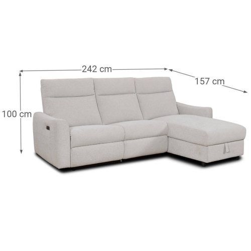 Chaise Longue Relax Eléctrico Reversible con Arcón Tapizado en Tela CHARLOTE