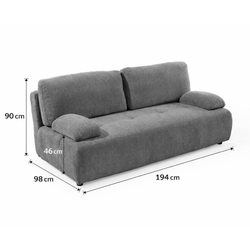 Sofá Cama Extensible 3 Plazas con Muelles Ensacados AURUM
