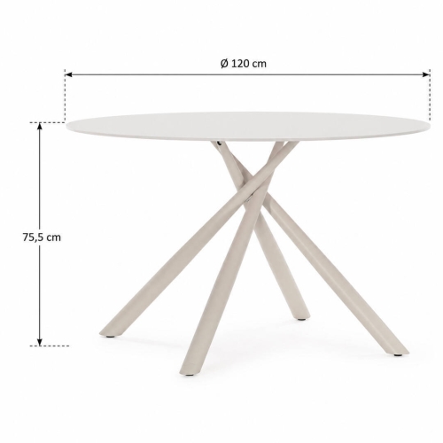 Mesa de Comedor Redonda de Cristal con Patas de Metal LEXA