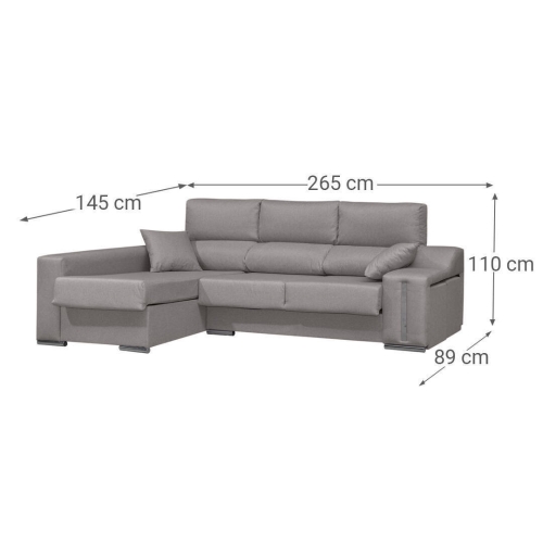 Sofá Chaise Longue con Arcón Izquierda y 2 Puff SALOMON