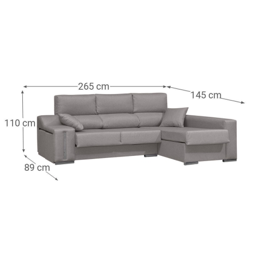 Sofá Chaise Longue con Arcón Derecha y 2 Puff SALOMON