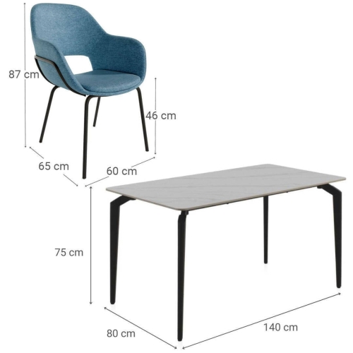 Conjunto Mesa Comedor 11043 con 4 Sillas Modernas
