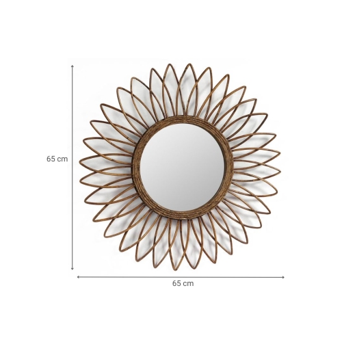 Espejo Decorativo de Ratán Circular de Fibras Naturales 11-144
