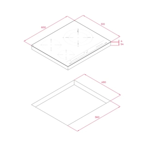 Placa de Inducción Teka 3 Zonas Doble 28cm 7200W Cristal 112520018
