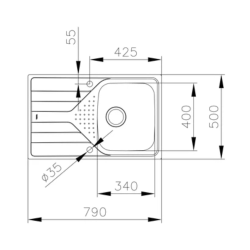 Fregadero Teka Universe 45 T-XP Acero Inoxidable 1 Cubeta Escurridor Derecho 115110013
