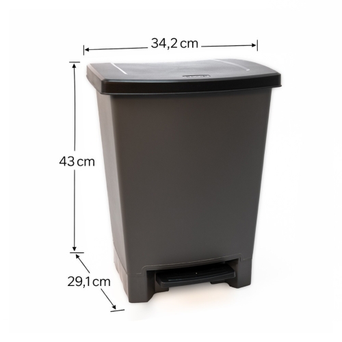 Cubo de Plástico BIN 25 L Color Gris 260665