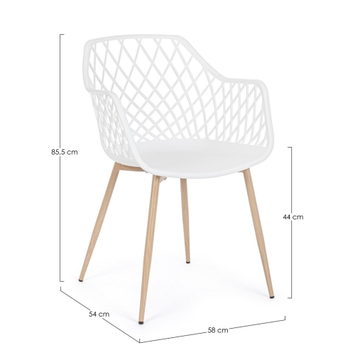 Silla de Comedor con Patas de Acero y Asiento PP OPTIK Blanco 0733414