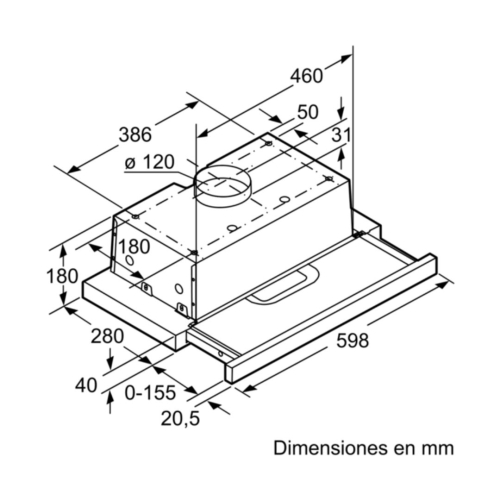 Campana Extraíble Balay 370m³/h LED Filtros Aluminio Negra 3BT263MN