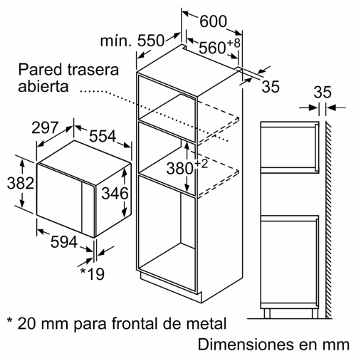 Microondas Balay integrable 20L sin grill cristal negro 3CP5002N3