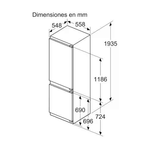 Frigorífico Combi Balay Integrable No Frost 3KID834F