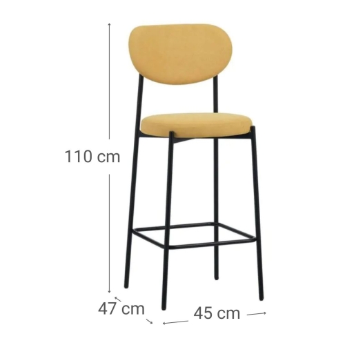Taburete Alto con Asiento Tapizado en Mostaza MAUI 30-150