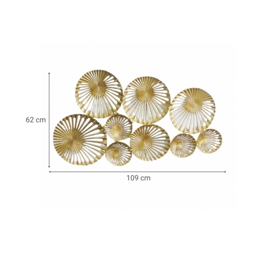 Panel Decorativo para Pared de Círculos de Metal Dorado 44-1235