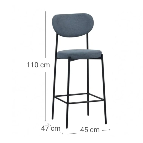 Taburete Alto con Asiento Tapizado en Azul MAUI 30-152