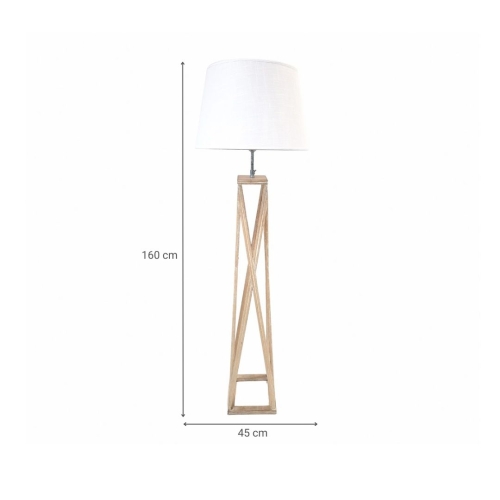 Lámpara de Pie de Madera Natural con Pantalla Blanca PIKE 51-204